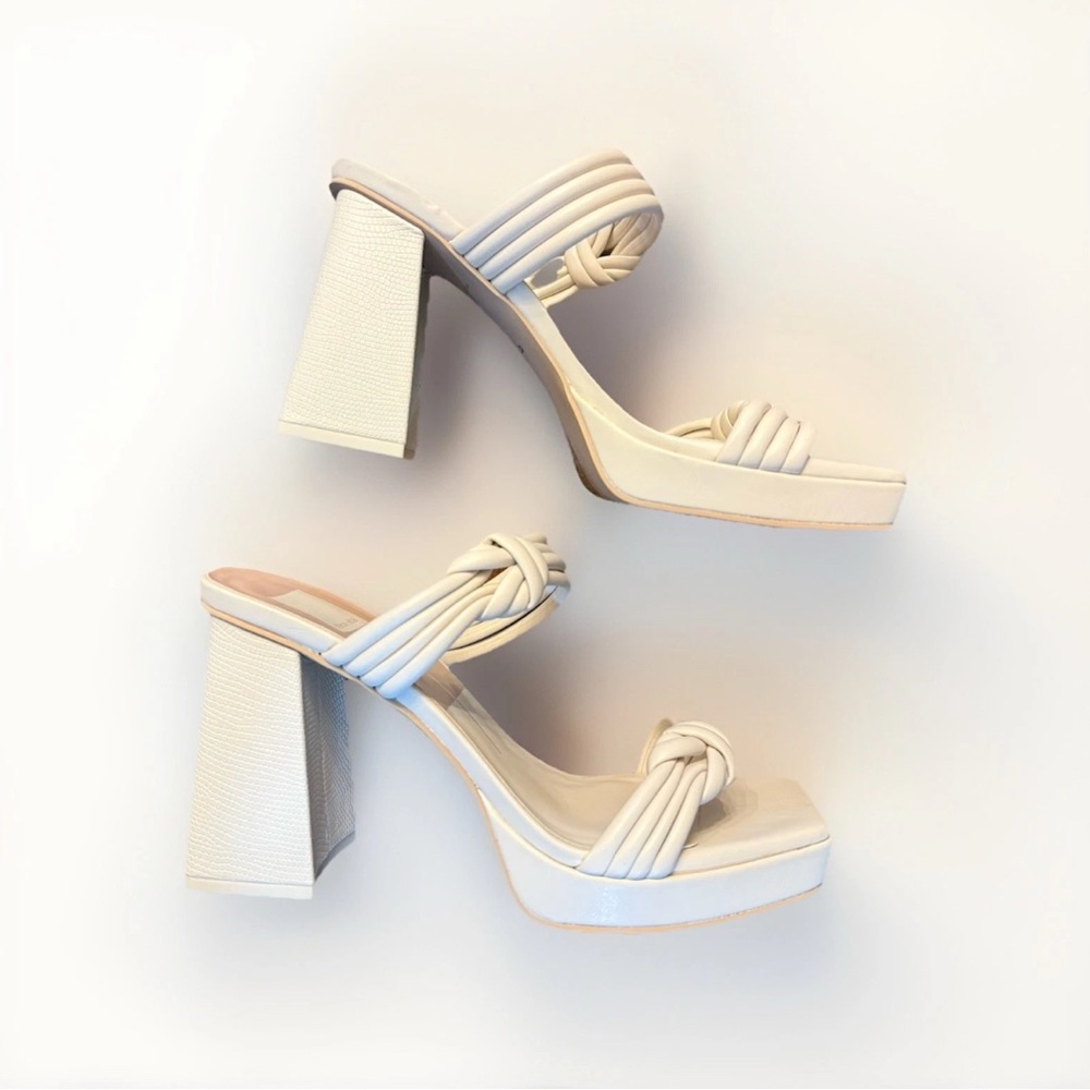 New in box Dolce Vita Abriel Platform Sandal Stella Ivory Heels Size 9 NIB - Picture 2 of 5